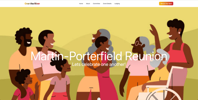 Screenshot of a family reunion website